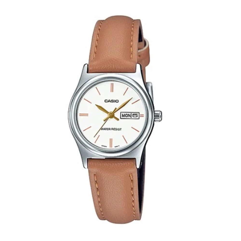 RELOJ CASIO ANÁLOGO PARA MUJER LTP-V006L-7B2 100 ORIGINAL-BLANCO