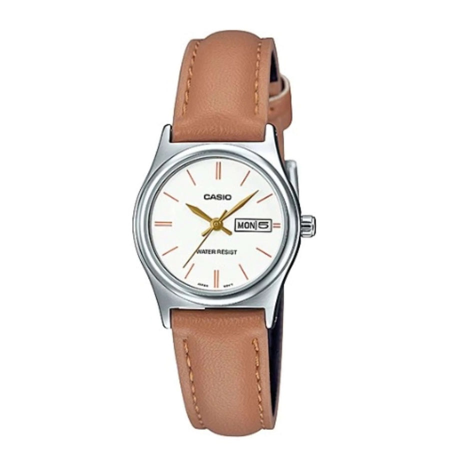 RELOJ CASIO ANÁLOGO PARA MUJER LTP-V006L-7B2 100 ORIGINAL-BLANCO